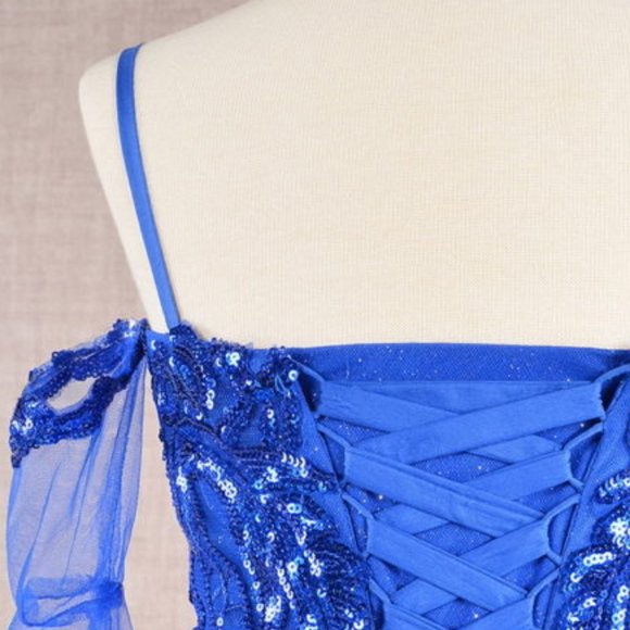 NEW LONG FORMAL MESH GOWN FOR KIDS EMBROIDERED WITH SEQUINS WITH CORSET GL GK104 - Picture 9 of 11